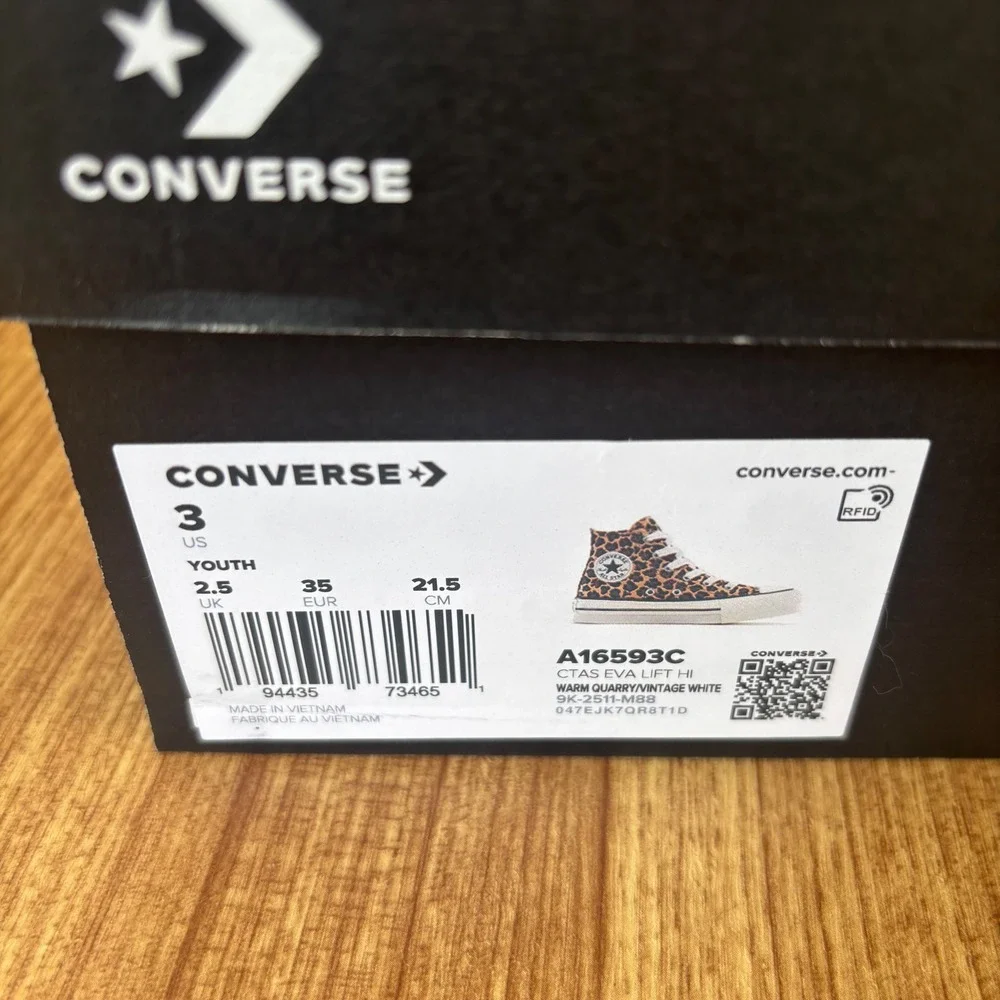Converse CTAS EVA Lift Hi Youth 3 Leopard Print Brown Platform A16593C NEW